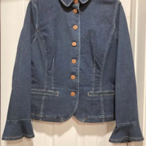 ⭐️ 2x Host Pick! ⭐️ NWOT - Ralph Lauren LRL Peplum Denim Jacket in Blue - Sz 8* - Picture 2 of 10